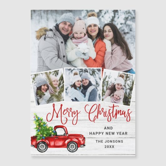 Merry Kerstmis 4 PHOTO Holiday Magnetic Card (Voorkant)