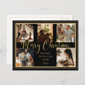 Merry Kerstmis 5 Photo Collage Gold Script Feestdagenkaart (Voorkant / Achterkant)