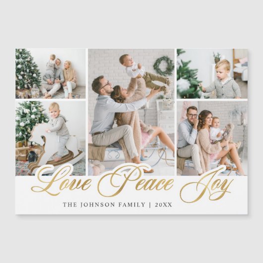 Merry Kerstmis 5 PHOTO Greeting Magnetic Card (Voorkant)