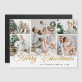 Merry Kerstmis 5 PHOTO Greeting Magnetic Card (Voorkant / Achterkant)
