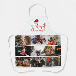 Merry Kerstmis Aangepast 9 Foto Collage Holiday Schort