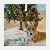 Merry Kerstmis Aangepast Pet Foto van Beauful Dog Glas Ornament (Achterkant)