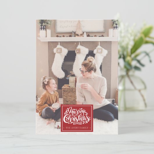 Merry Kerstmis - Aangepaste foto Deer Idyll Feestdagenkaart (Staand voorkant)