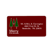 Merry Kerstmis Abstracte Pine Trees Etiket (Voorkant)