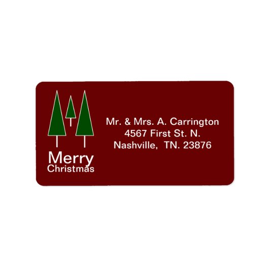 Merry Kerstmis Abstracte Pine Trees Etiket (Voorkant)