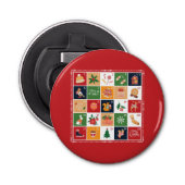 Merry Kerstmis Advent Calendar Poinsettia Red Button Flesopener (Voorkant)