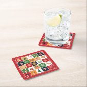 Merry Kerstmis Advent Calendar Poinsettia Red Kartonnen Onderzetters (Insitu)