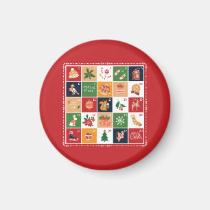 Merry Kerstmis Advent Calendar Poinsettia Red Magneet