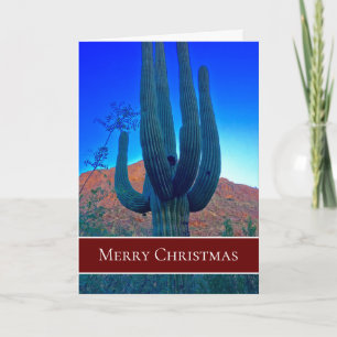 Merry Kerstmis Arizona Desert Cactus Feestdagen Kaart