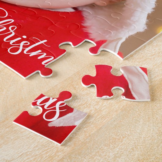Merry Kerstmis Baby Foto Cute Personalized Gift Legpuzzel (Zijkant)