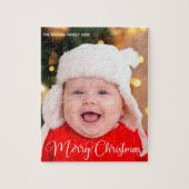 Merry Kerstmis Baby Foto Cute Personalized Gift Legpuzzel (Verticaal)