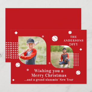Merry Kerstmis Baseball Sport 2 Foto Familienaam