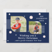Merry Kerstmis Baseball Sport 2 Foto Familienaam (Voorkant)