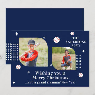 Merry Kerstmis Baseball Sport 2 Foto Familienaam