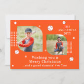 Merry Kerstmis Baseball Sport 2 Foto Familienaam (Voorkant)
