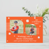 Merry Kerstmis Baseball Sport 2 Foto Familienaam (Staand voorkant)