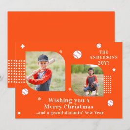 Merry Kerstmis Baseball Sport 2 Foto Familienaam