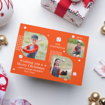 Merry Kerstmis Baseball Sport 3 Foto Familienaam