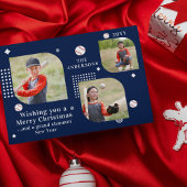 Merry Kerstmis Baseball Sport 3 Foto Familienaam