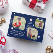 Merry Kerstmis Baseball Sport 3 Foto Familienaam