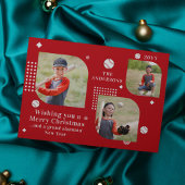 Merry Kerstmis Baseball Sport 3 Foto Familienaam