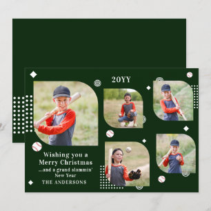 Merry Kerstmis Baseball Sport 5 Foto Familienaam