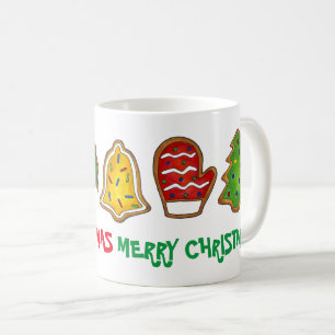 Merry Kerstmis Bell Snowman Mitten Tree Cookie Koffiemok