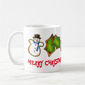Merry Kerstmis Bell Snowman Mitten Tree Cookie Koffiemok (Links)