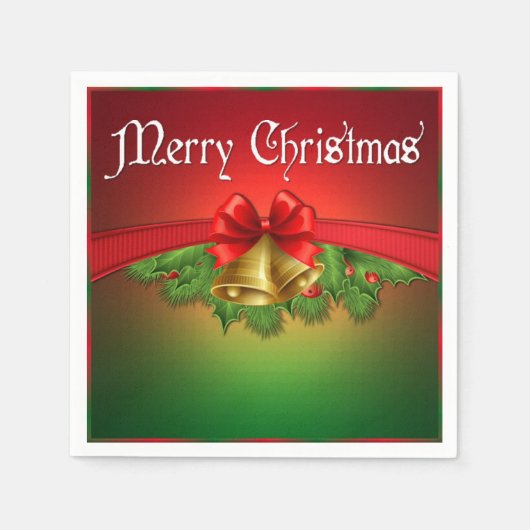 Merry Kerstmis Bells Holiday Napkins Servetten (Voorkant)