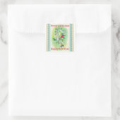 Merry Kerstmis Bells Lace Square Sticker (Tas)