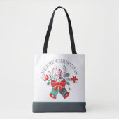 Merry Kerstmis Bells Wreath Tote Bag (Voorkant)