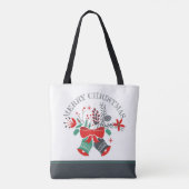 Merry Kerstmis Bells Wreath Tote Bag (Achterkant)