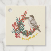 Merry Kerstmis Bird Wreath Bedankjes Labels (Voorkant)