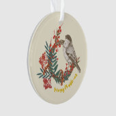 Merry Kerstmis Bird Wreath Ornament (voorkant)
