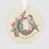 Merry Kerstmis Bird Wreath Ornament (achterkant)