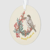 Merry Kerstmis Bird Wreath Ornament (voorkant)