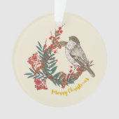 Merry Kerstmis Bird Wreath Ornament (voorkant)