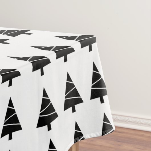 Merry Kerstmis Black Trees Tablecloth Tafelkleed (Voorbeeld)