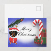 Merry Kerstmis Blank Dachshund Dog Scene Briefkaart (Voorkant / Achterkant)