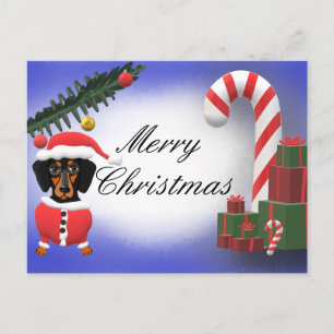 Merry Kerstmis Blank Dachshund Dog Scene Briefkaart