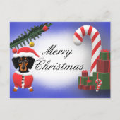 Merry Kerstmis Blank Dachshund Dog Scene Briefkaart (Voorkant)