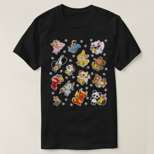 Merry Kerstmis Boba Bubble Tea Chinese Zodia T-shirt (Design voorkant)