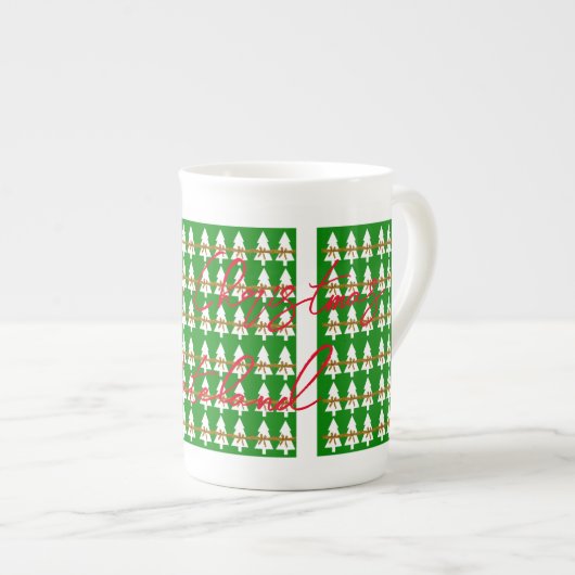 Merry Kerstmis Bone China Mok Green (Voorkant rechts)