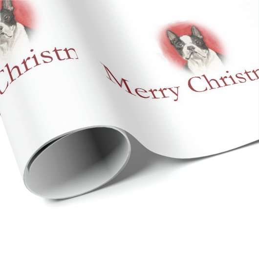 Merry Kerstmis Boston Terrier Dog Wrapping Paper Cadeaupapier (Rol Hoek)