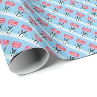 Merry Kerstmis Boston Terrier Gift Wrapping Paper Cadeaupapier