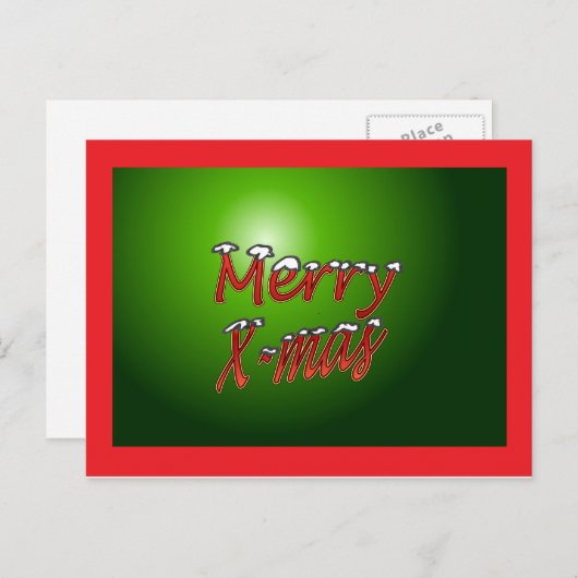 Merry Kerstmis Briefkaart Green (Voorkant / Achterkant)