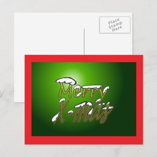 Merry Kerstmis Briefkaart Green Big (Voorkant / Achterkant)