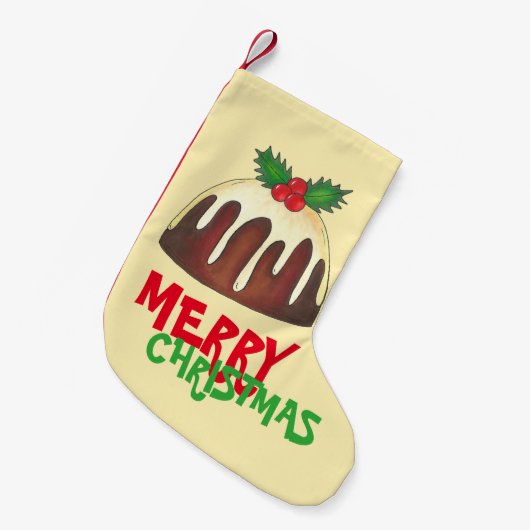 Merry Kerstmis British Sugar Plum Pudding Kleine Kerstsok (Voorkant (Hangend))