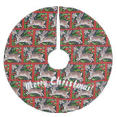 Merry Kerstmis Bunny Rabbit Floral Tree Skirt Kerstboom Rok (Voorkant)