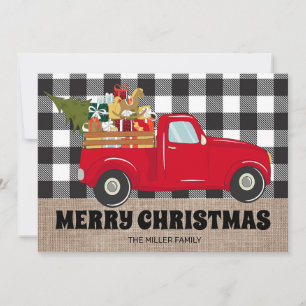 Merry Kerstmis Burlap Buffalo Pset Truck Photos Feestdagenkaart